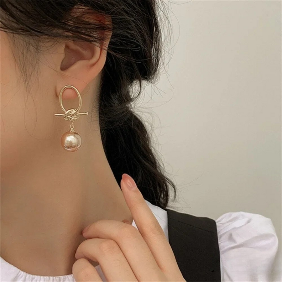Golden Pearl Hoop Earrings