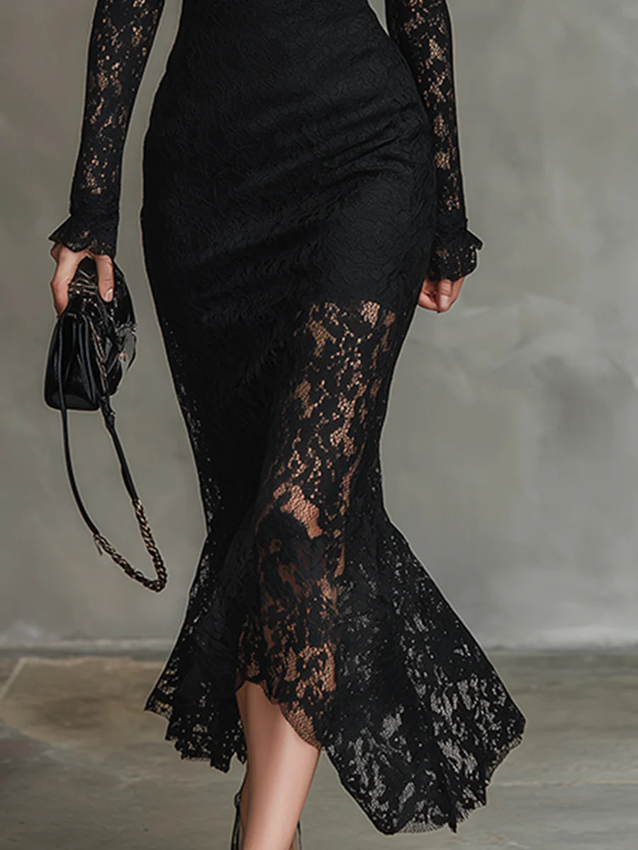 Clarissa | Elegant Lace Fishtail Maxi Dress Nova & Mia Clarissa | Elegant Lace Fishtail Maxi Dress Nova & Mia