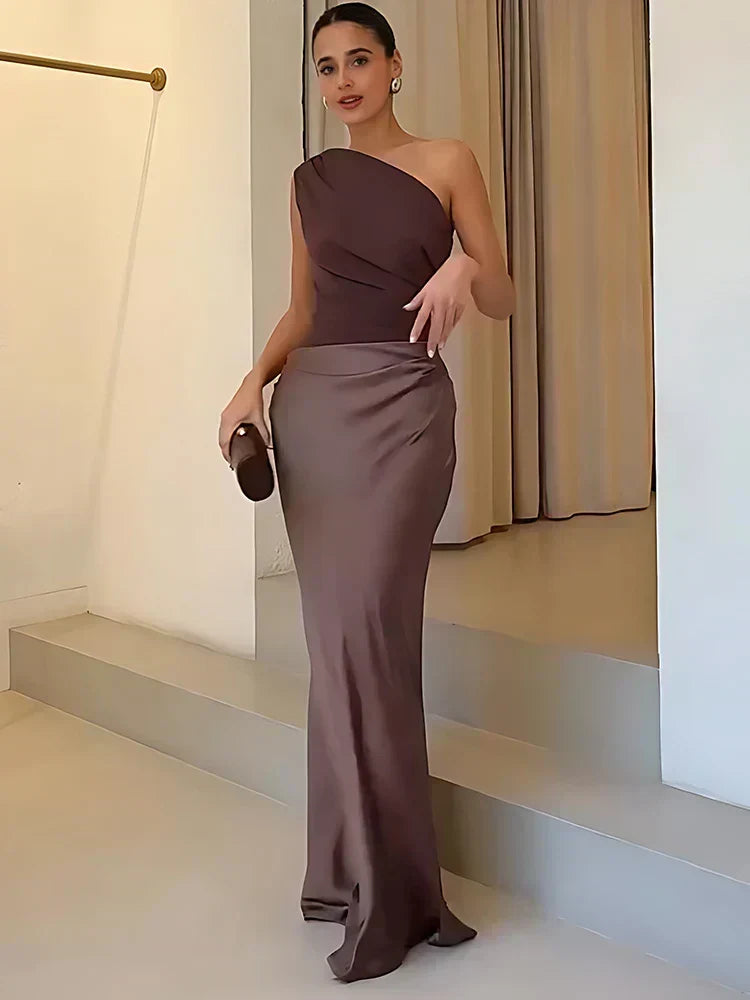 Arabella | Quilted Satin Maxi Dress